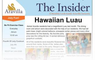 Memory care newsletter July 2022 Aravilla Sarasota