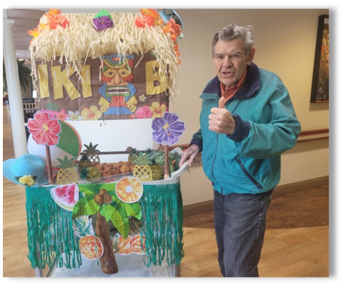 Luau party at Memory Care Community Aravilla Sarasota - Tom