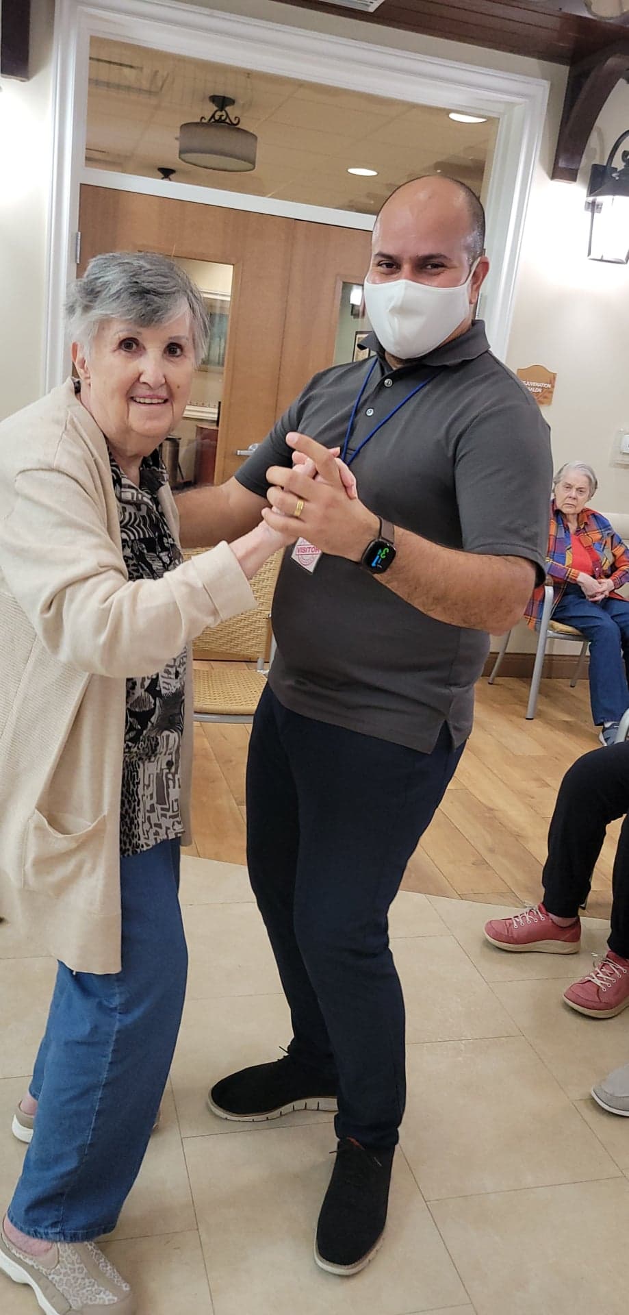 memory care activity - dancing - Thelma and John 