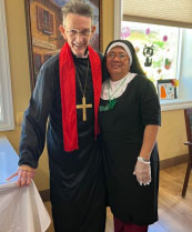 memory care residents in customes having fun memory care residents in costumes having fun
